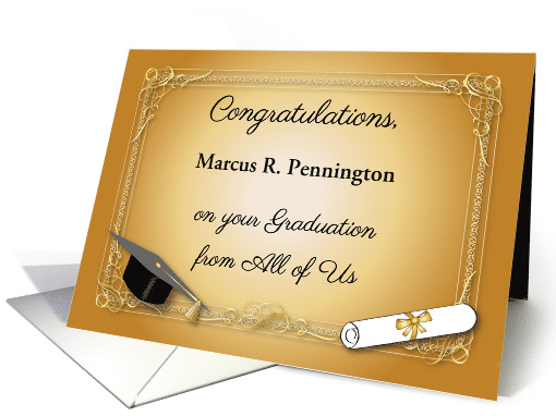 Custom Name Congrats, graduation from all of us card (1411460)
