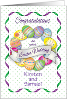 Custom Name Easter Wreath Wedding Congratulations card