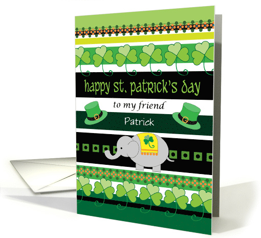 Custom Name St Patrick's Day Friend Elephant card (1418242)