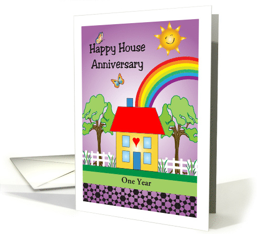 Custom Happy House Anniversary, folk art theme card (1420340)