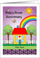 Custom Happy House Anniversary, folk art theme card