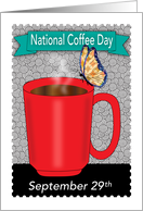 Nat. Coffee Day, cup, butterfly card
