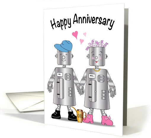 Happy Anniversary to Expectant Couple, Robots card (1429160)