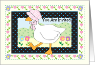 Surprise Baby Shower Invitation, goose, flowers, hearts card