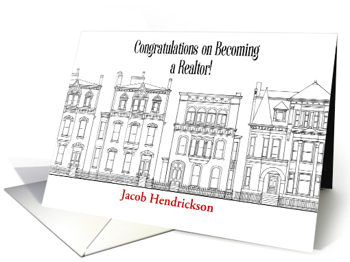 Custom Name Congrats, Becoming a Realtor, houses card (1432544)