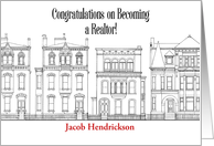 Custom Name Congrats, Becoming a Realtor, houses card