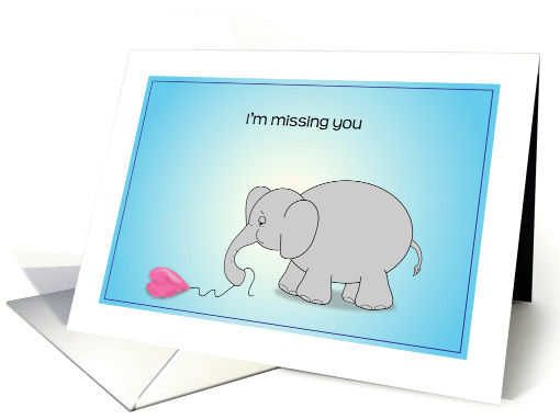 Missing you, sad elephant, deflated balloon card (1432922)