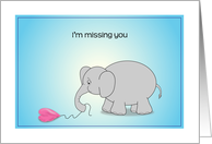 Missing you, sad elephant, deflated balloon card