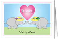 Custom Name Thanks, elephants card