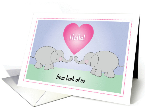 Hello from Both of Us, elephants, pink heart card (1433012)