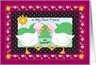 Best Friends Day, June 8th, geese, hearts card