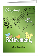 Congrats, Custom Name Music Teacher Retirement card
