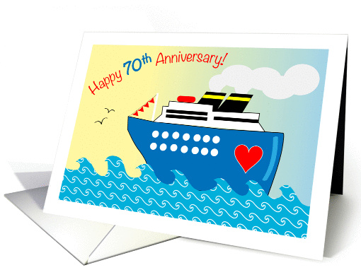 70th Wedding Anniversary, cruise ship, ocean card (1435496)