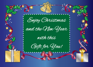 Christmas Gift for You, holly, red ribbon, bells