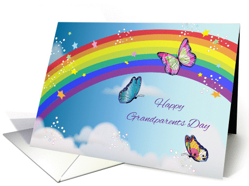 Grandparents Day, Sept. 11th, rainbow, butterflies card (1435856)