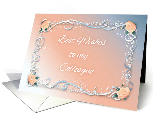 Congrats, Colleague's Marriage, roses, ribbon card (1437130)