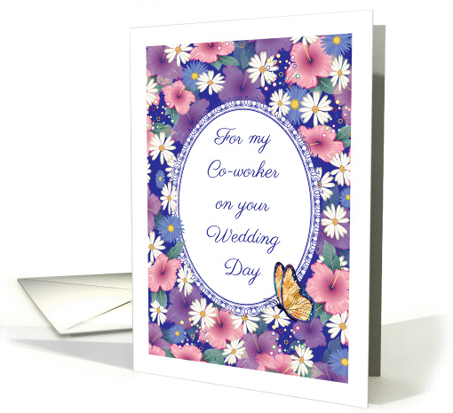 Congrats, Co-worker's Marriage, flowers, butterfly card (1437398)