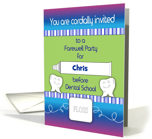 Custom Name Farewell Party, Dental School, teeth card (1438002)