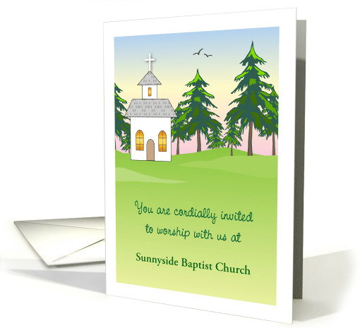 Custom Name Invitation to Church, worship card (1439006)