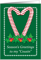Christmas Like a Cousin, candy canes, holly card