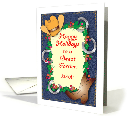 Custom Happy Holidays for Farrier, horseshoes card (1441098)