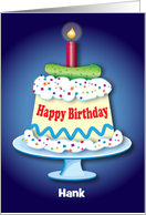 Custom Name Birthday for Pickle-Loving Friend, cake, pickle, candle card