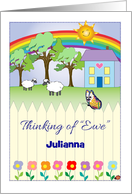 Custom Name Thinking of Ewe, folk ark theme card