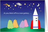 Good Bye to Friends Relocating, space theme card