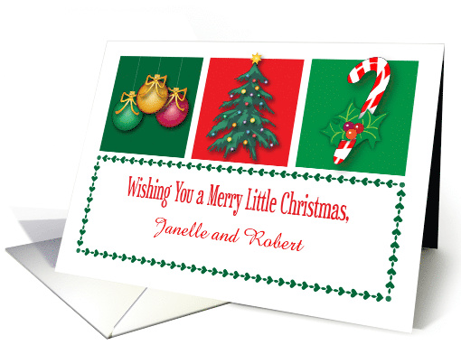 Custom Name, Merry Little Christmas, tree, candy cane card (1443744)