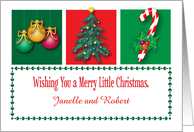 Custom Name, Merry Little Christmas, tree, candy cane card