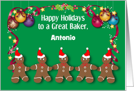 Custom Name Happy Holidays for Baker, gingerbread men card