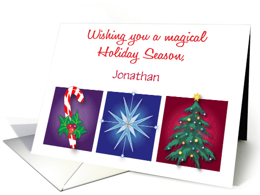 Custom Holiday card, like a son, candy cane, snowflake, tree card