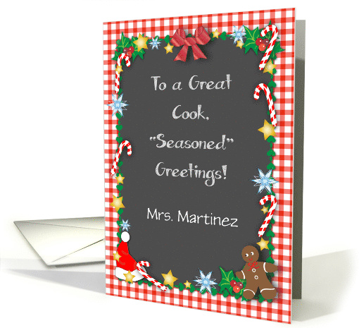 Custom Christmas for Cook, gingerbread, candy canes card (1444820)