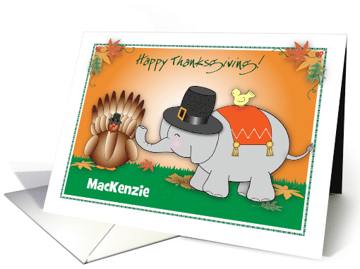 Custom Thanksgiving, Elephant theme, turkey card (1445074)