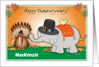 Custom Thanksgiving, Elephant theme, turkey card