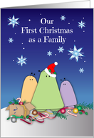 First Christmas as Family, space alien bugs, snowflakes card