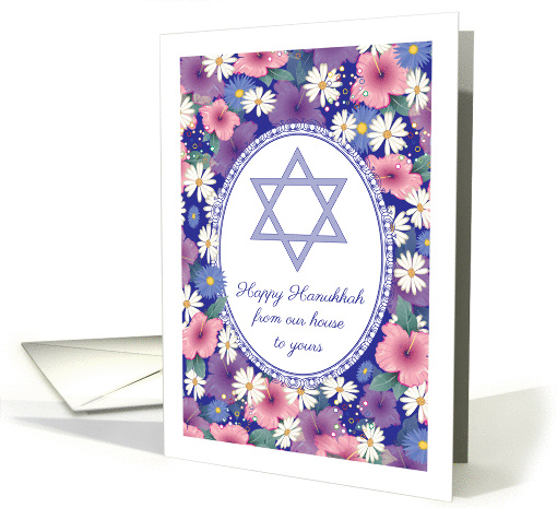 Hanukkah, flowers, Star of David card (1447390)