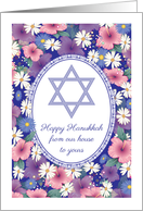 Hanukkah, flowers, Star of David card