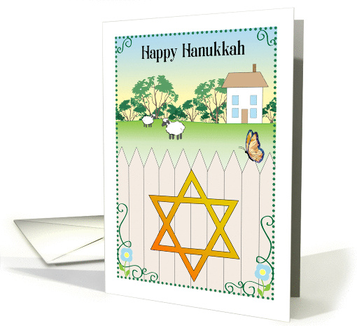 Happy Hanukkah, folk art, Star of David card (1448220)