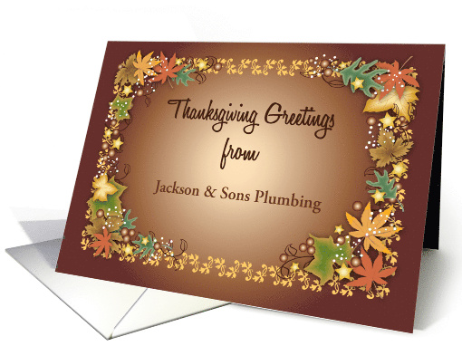 Custom Business Name Thanksgiving, leaves, berries card (1448962)