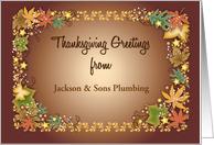 Custom Business Name Thanksgiving, leaves, berries card