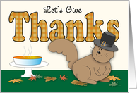 Give Thanks, squirrel, pumpkin pie card