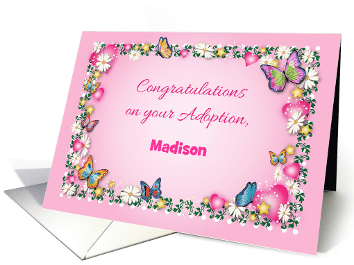 Custom Name, Congrats on Adoption, for girl card (1449780)