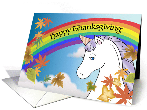 Thanksgiving Fantasy Theme, Unicorn, Rainbow card (1450610)