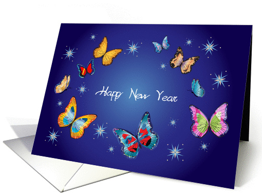 Missing you at New Year's, butterflies card (1451980)