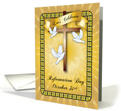 Reformation Day, White Doves, Cross card (1453372)