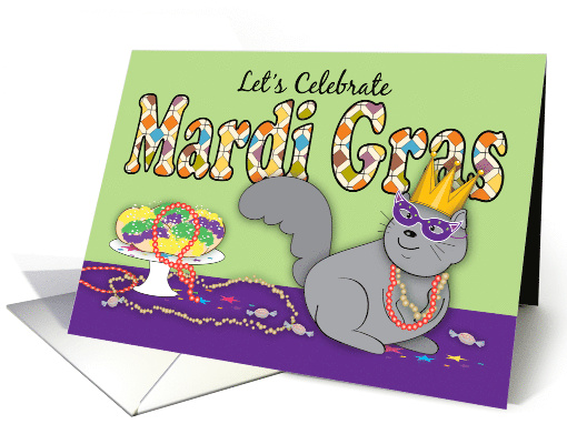 Squirrel Mardi Gras Celebration King Cake card (1453952)