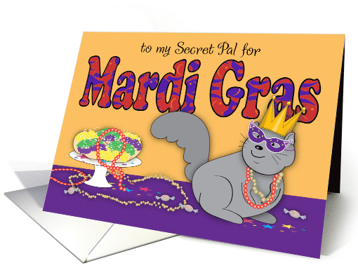 Secret Pal Squirrel Mardi Gras King Cake card (1454008)