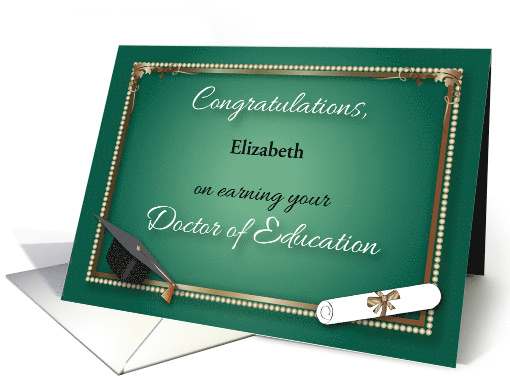 Custom Name, Dr. of Education, hat, diploma card (1454408)