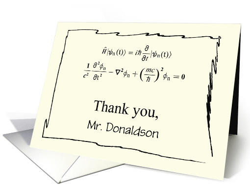 Custom Name Thank You for Physics Teacher, equations card (1459394)